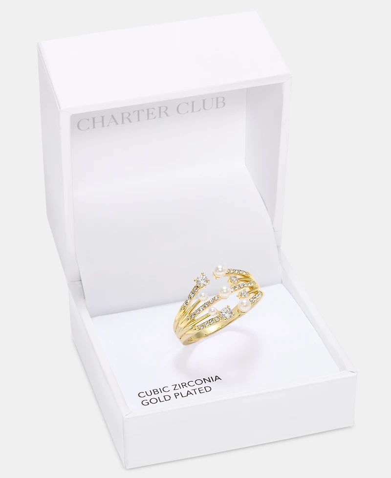 Charter Club Crystal & Imitation Pearl Wrap Ring, Macy's Exclusive