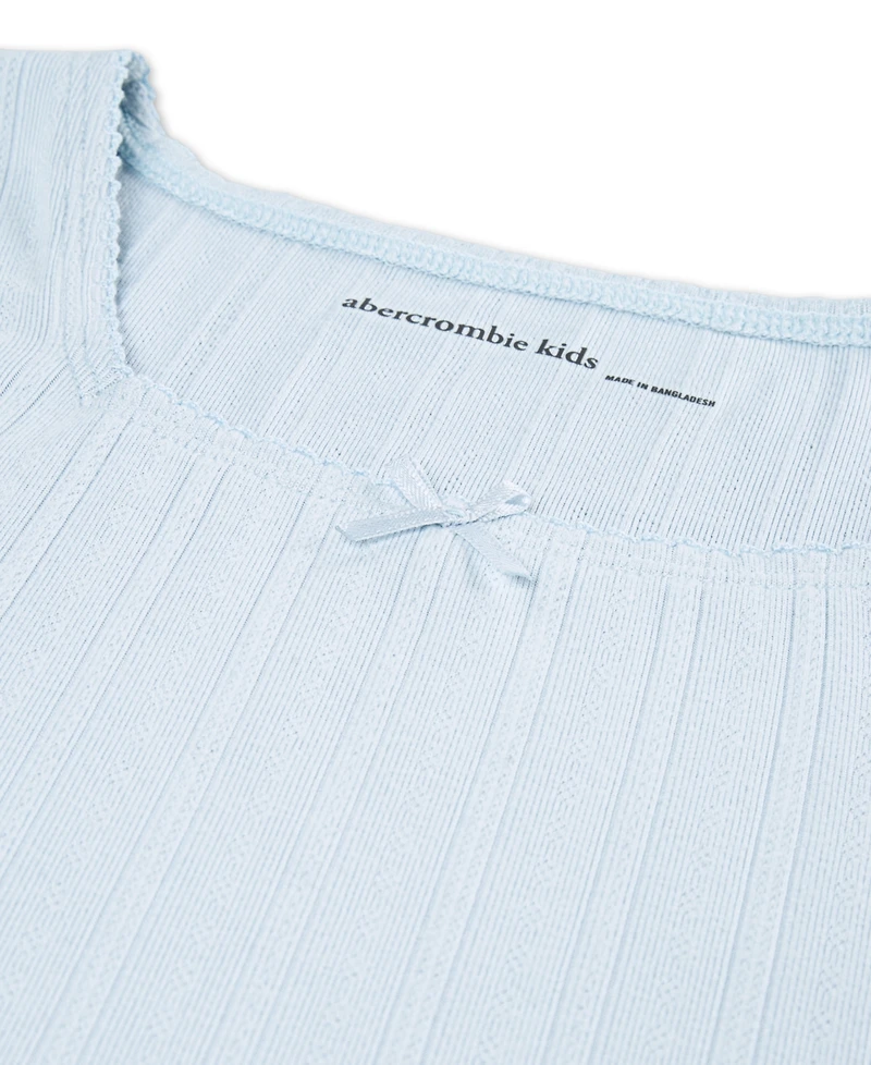 abercrombie kids Girls Pointelle Knit Square Neck T-Shirt