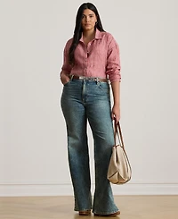 Lauren Ralph Plus Striped Linen Shirt