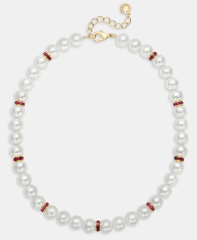 Charter Club Color Pave & Imitation Pearl Beaded Collar Necklace, 16" + 2" extender, Macy's Exclusive