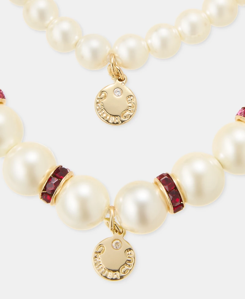 2-Pc. Set Stone & Imitation Pearl Stretch Bracelets