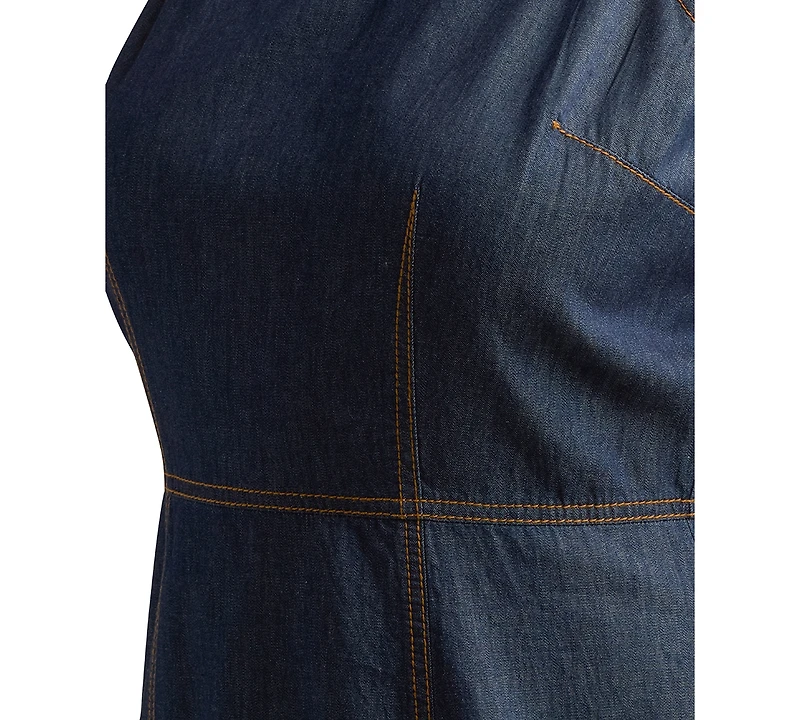 Bcx Juniors' Washed Denim Front-Slit Mini Dress