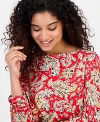 Nautica Jeans Women's Boat-Neck Paisley-Print Top