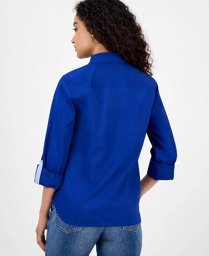 Nautica Jeans Women's Roll-Tab Button-Front Shirt