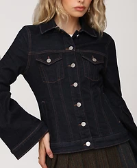 Avec Les Filles Women's Flare-Sleeve Denim Trucker Jacket