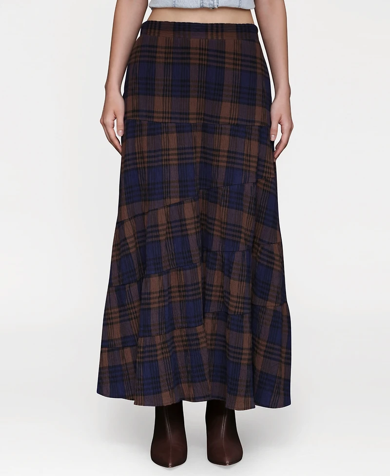 Avec Les Filles Women's Printed Tiered Maxi Skirt