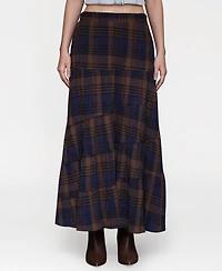 Avec Les Filles Women's Printed Tiered Maxi Skirt