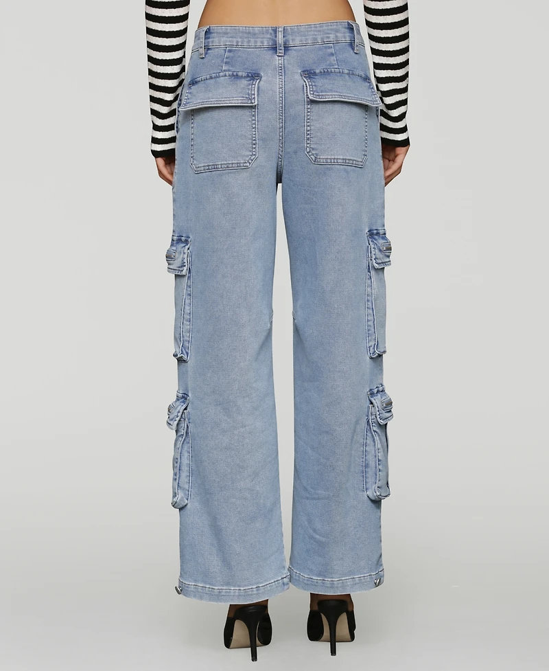 Avec Les Filles Women's Multi Pocket Wide-Leg Cargo Jeans