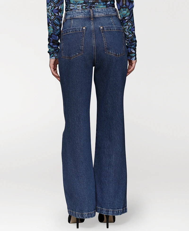 Avec Les Filles Women's Two-Tone Flared Jeans