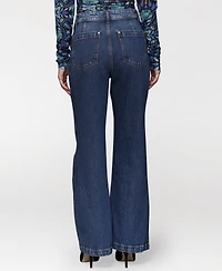 Avec Les Filles Women's Two-Tone Flared Jeans