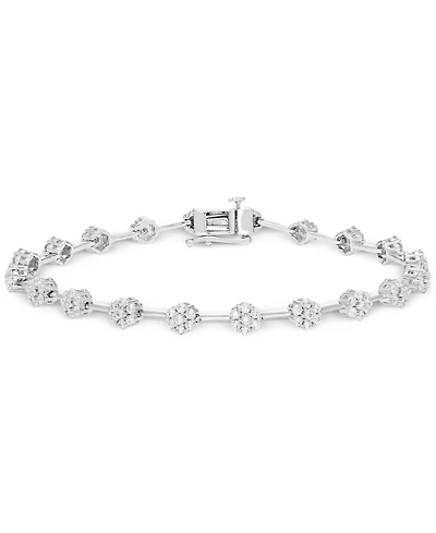 Diamond Clover Tennis Bracelet (2 ct. t.w.) in 10k White Gold, Exclusively at Macy's