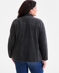 Style & Co Plus Solid Polar Fleece Zip-Front Jacket, Exclusively at Macy's