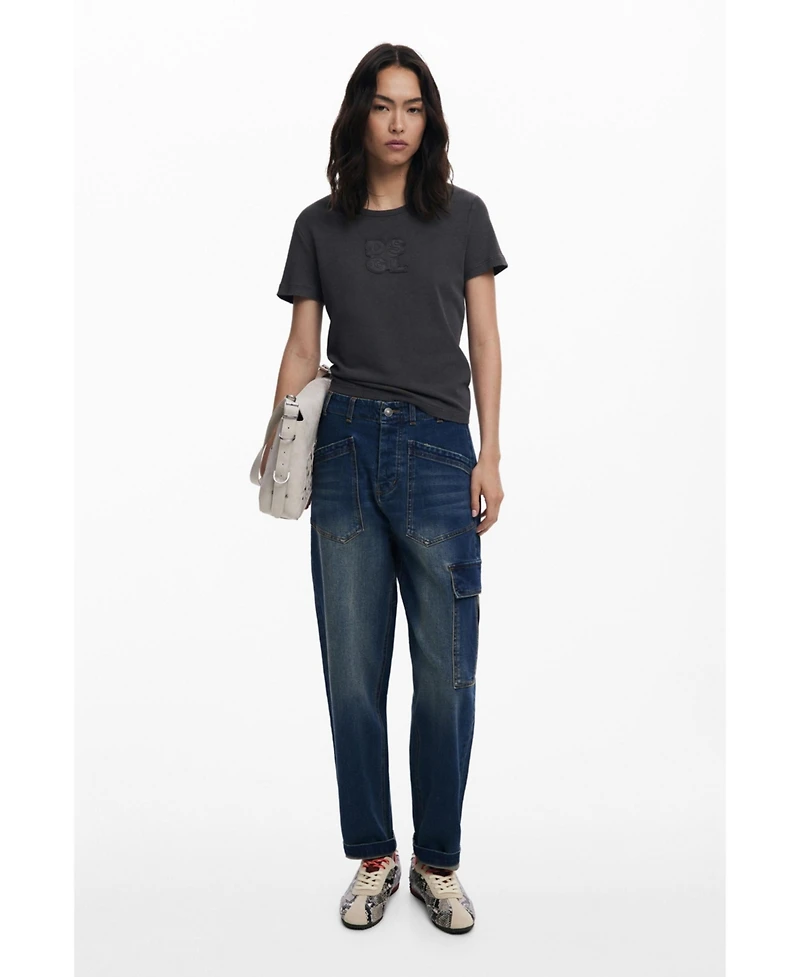 Desigual Women's Logo T-shirt with rips