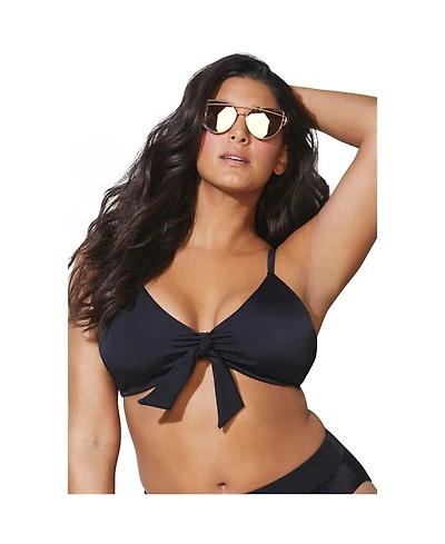 Swimsuits for All Women's Mentor Tie Front Bikini Top