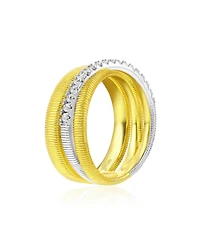Suzy Levian Golden Helix Sterling Silver Cubic Zirconia Coil Overlapping Ring