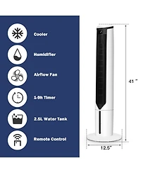 Costway 3-In-1 Evaporative Air Cooler 41'' Portable Tower Fan Humidifier