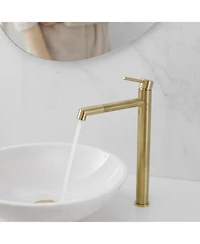 Greenspring Single Hole Handle Bathroom Vessel Sink Faucet With Supply Hose Black Gold