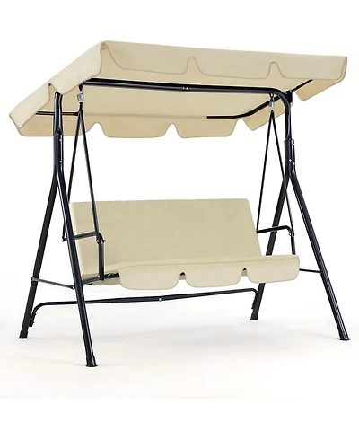 Boyel Living -Person Metal Patio Swing with Removable Cushion Outdoor Porch Chair for Adults Garden Backyard Deck