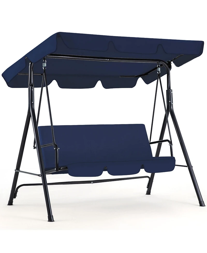 Boyel Living 3-Person Metal Patio Swing with Removable Cushion Patio Swing Outdoor Porch Swing Chair for Adults for Garden Backyard Deck