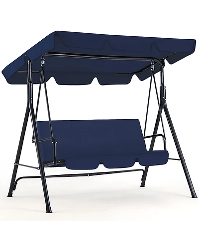 Boyel Living 3-Person Metal Patio Swing with Removable Cushion Patio Swing Outdoor Porch Swing Chair for Adults for Garden Backyard Deck