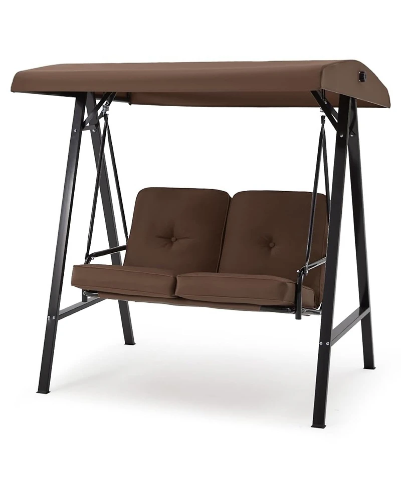 Boyel Living 2-Person Metal Patio Swing with Removable Cushion Outdoor Porch Chair for Adults Garden Backyard Deck