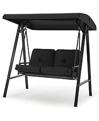 Boyel Living 2-Person Metal Patio Swing with Removable Cushion Patio Swing Outdoor Porch Swing Chair for Adults for Garden Backyard Deck