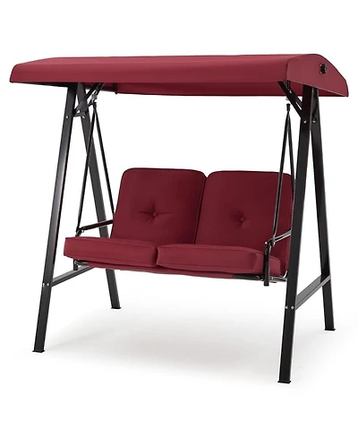 Boyel Living 2-Person Metal Patio Swing with Removable Cushion Patio Swing Outdoor Porch Swing Chair for Adults for Garden Backyard Deck