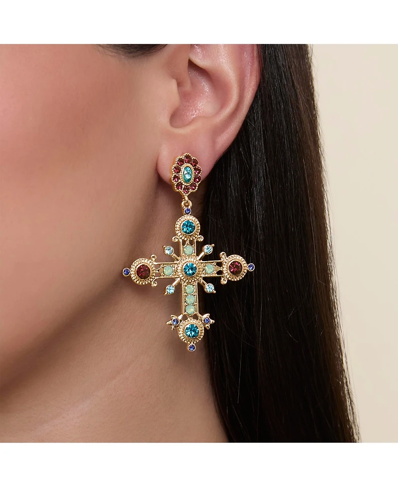 Jessica Simpson Boho Luxe Cross Drop Earrings