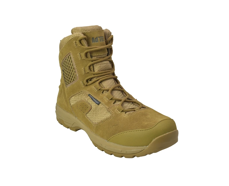 AdTec Men's 8" Suede Leather Side Zipper Waterproof Tactical Boot, Coyote