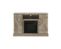 American retro Console Cabinet with 18" Electric Fireplace Insert with Open and Closed Storage Space