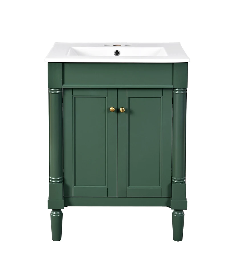 Casainc 24" Vanity with Sink and 2-Tier Shelf, Modern Freestanding Cabinet