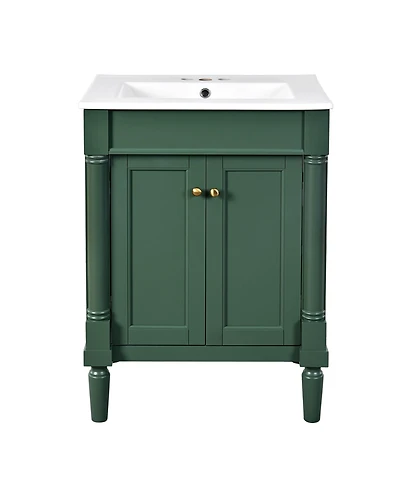 Casainc 24" Vanity with Sink and 2-Tier Shelf, Modern Freestanding Cabinet