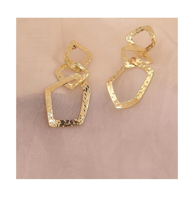 Sohi Women's White Link Drop Earrings