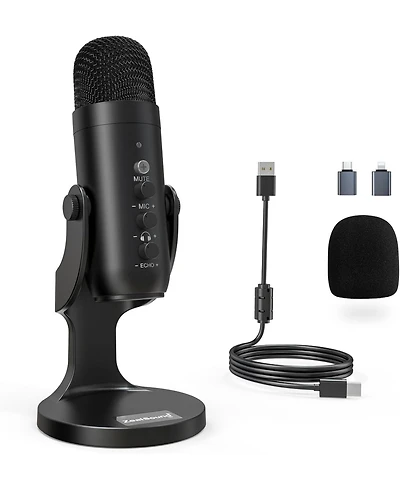 ZealSound Usb Condenser Microphone, Plug & Play Gaming Mic w/ Headphone Output, Gain Control, Mute for YouTube, Podcast, PS4/PS5, Mac, Windows