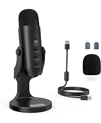 ZealSound Usb Condenser Microphone, Plug & Play Gaming Mic w/ Headphone Output, Gain Control, Mute for YouTube, Podcast, PS4/PS5, Mac, Windows