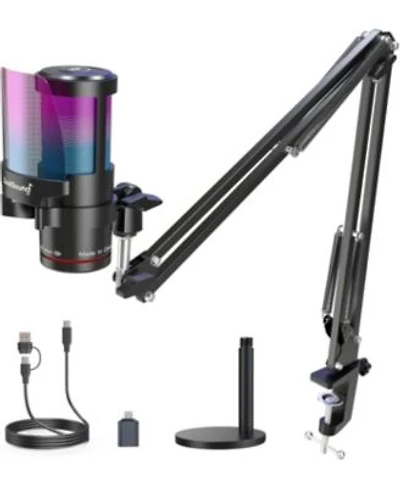Zealsound Usb Microphone For Iphonenoise Cancellation Gaming Mic With Touch Mutegainmonitoringusb Mic Boom Arm For Streamingpodcasttwitch