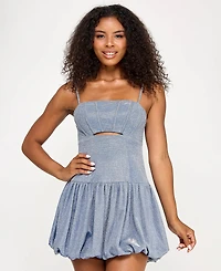 City Studios Juniors' Sleeveless Glitter Fit & Flare Dress