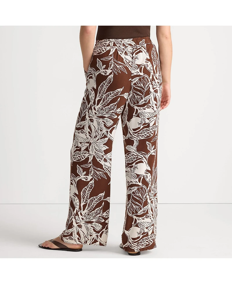 Lands' End Women's Rayon High Rise Wide Leg Pants - Set Bottom