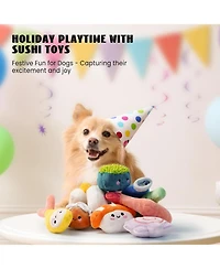 Nocciola 10 Pcs Sushi Toys with Takeout Bag,Plush Squeaky Dog Toy Set,Cute Stuffed Pet Toys,Puppy Chew Toys,For Small to Medium Dog,Foodie Series toy