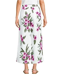 Lands' End Women's High Rise Drawstring Linen Wide Leg Crop Pants