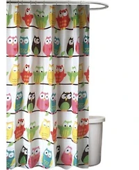 Kate Aurora Juvenile Owls Novelty Fabric Shower Curtain