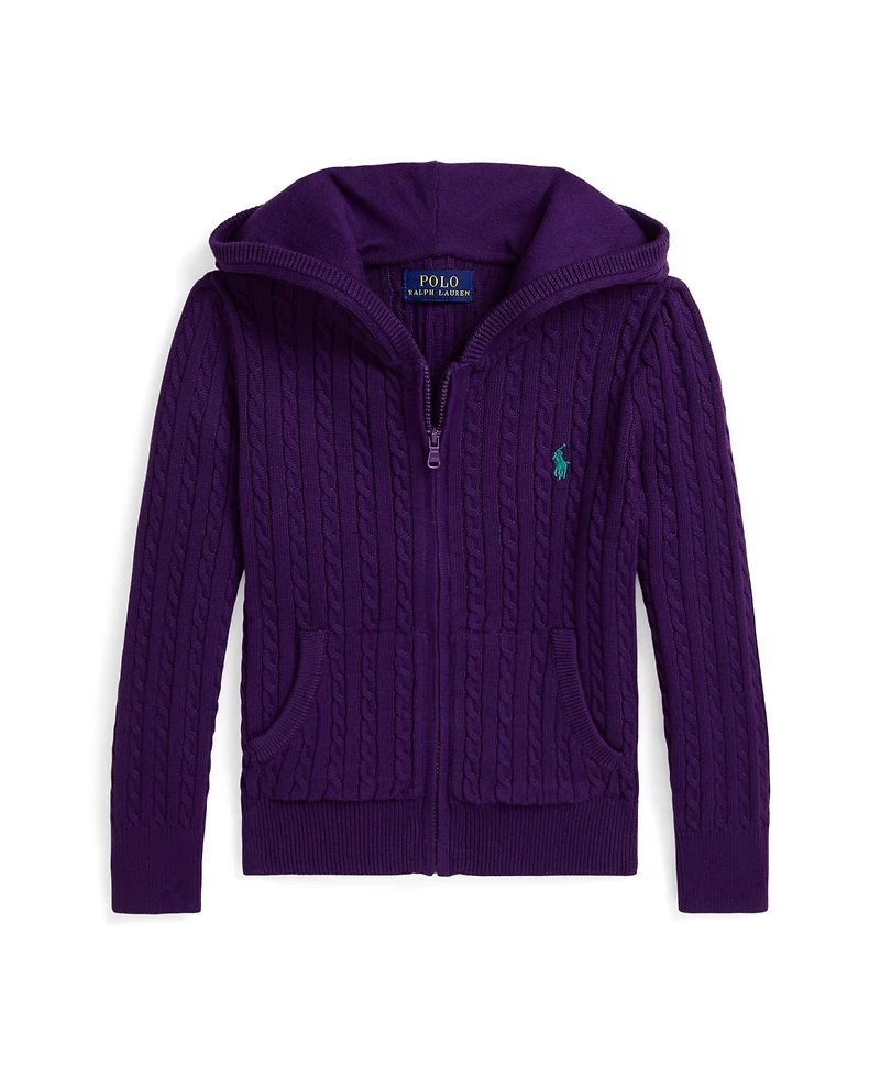 Polo Ralph Lauren Toddler and Little Girls Mini-Cable Cotton Full-Zip Hoodie