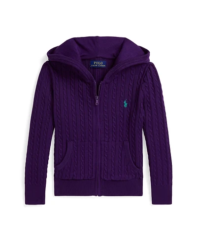 Polo Ralph Lauren Toddler and Little Girls Mini-Cable Cotton Full-Zip Hoodie