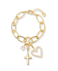 brook & york Gold Plated Cami Birthstone Cross Charm Chain Bracelet
