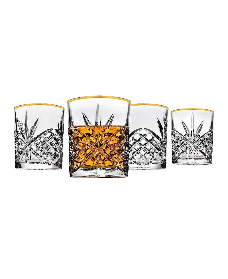 Godinger Dublin Gold Double Old Fashioned Glasses, Set of 4