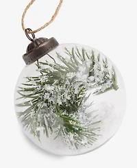 Holiday Lane Nordic Wonderland Glass Ball with Pine Ornament, Macy's Exclusive