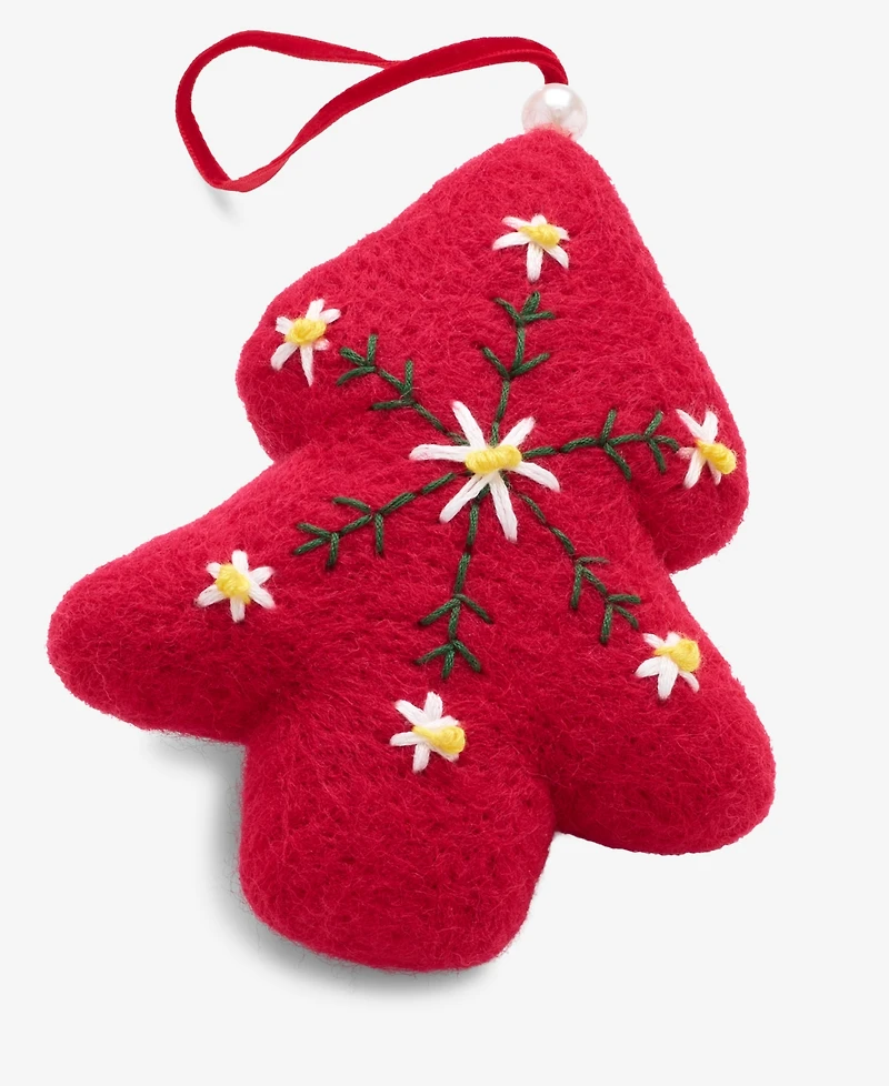 Holiday Lane Nordic Wonderland Felted Red Tree Ornament, Macy's Exclusive