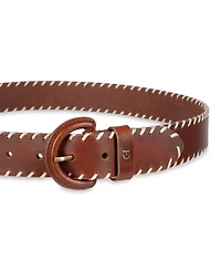 Cole Haan Women's Leather Covered Buckle Stitched Edge Belt