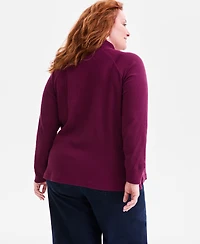 Style & Co Plus Waffle-Knit Half-Zip Top, Macy's Exclusive