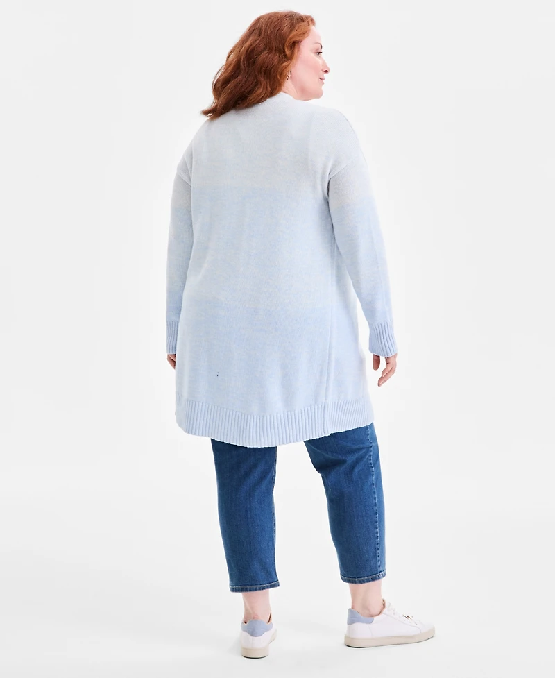 Style & Co Plus Turbo Long Open-Front Cardigan Sweater, Macy's Exclusive